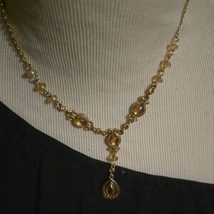 Elegant Gold Necklace with Amber Accents
